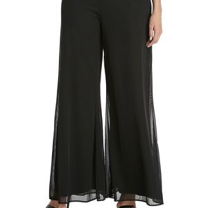 Wide leg sheer pants with lining